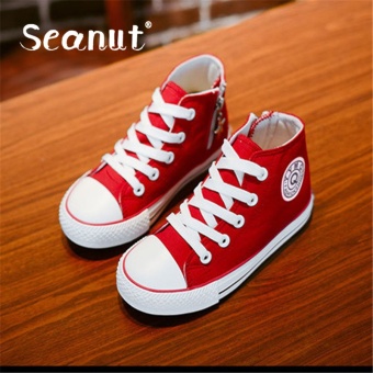 Seanut Children's Cloth Shoes Sports Shoes Lace-Up Sneakers(Red) - intl  