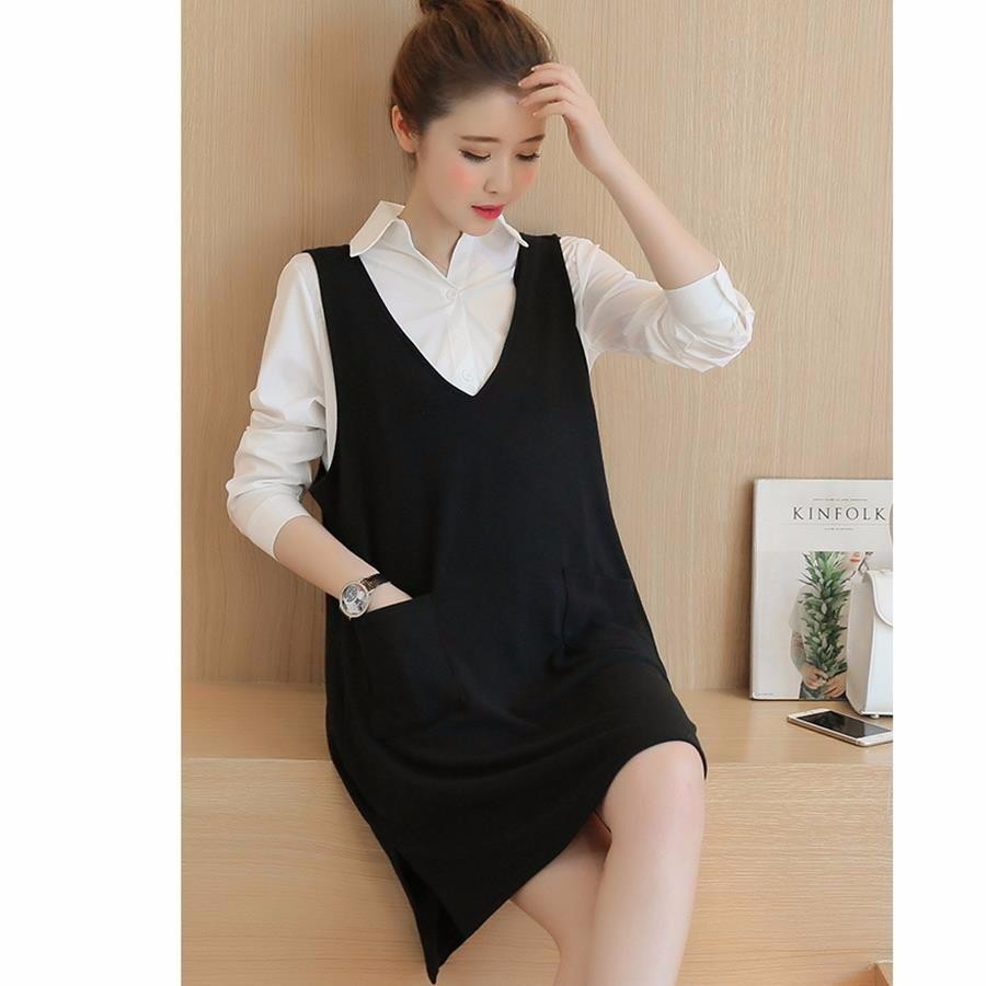 Sét váy bầu sơ mi công sở