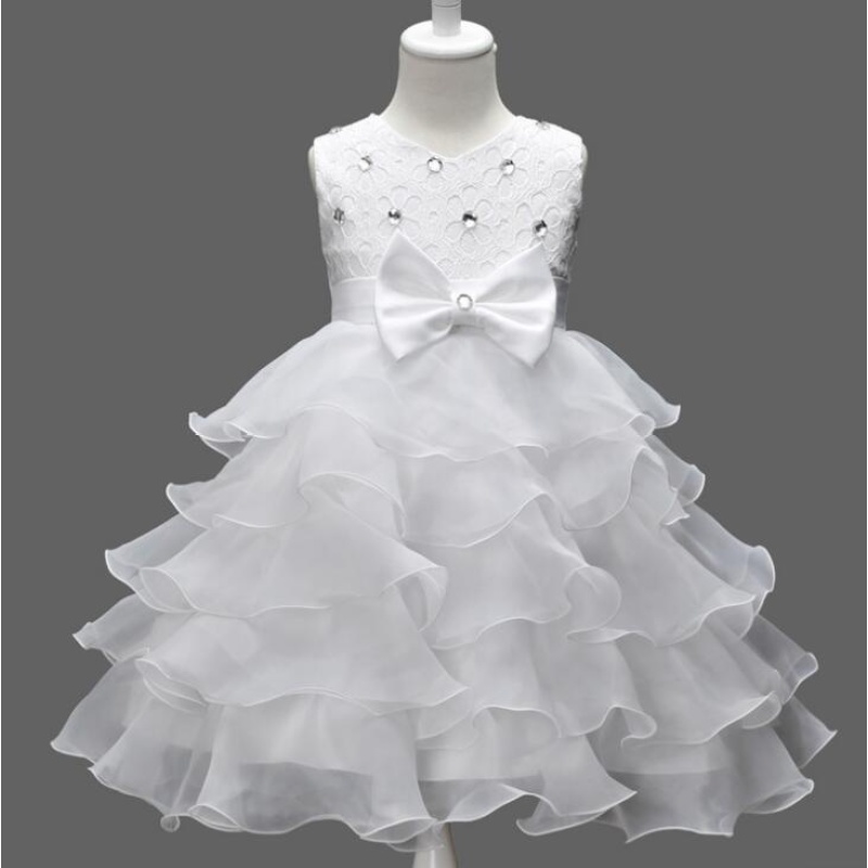 Giá bán TB Girl dress dress flower bow dress dress princess dress WHITE - intl