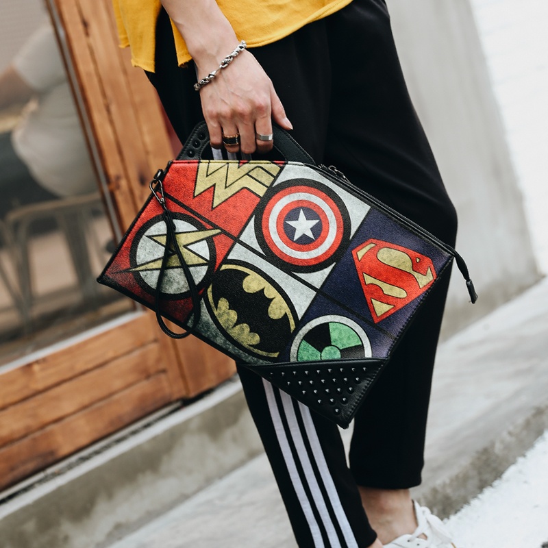 Tidog korean men bag rivet printing design handbag business bag - intl
