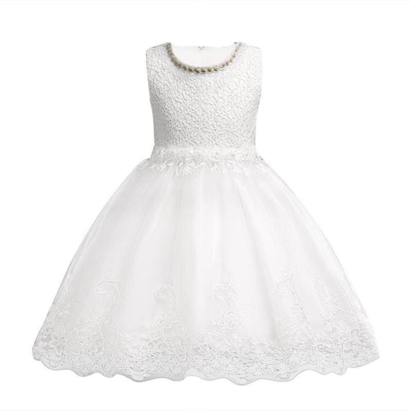 Nơi bán Toddler Girls White Tutu Dress Flower Pearl Lace Mesh Dress for Wedding - intl