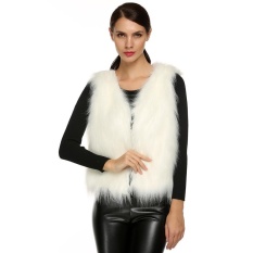 Giá Sốc topsellers365 Stylish for ACEVOG Women Casual Sleeveless Cardigan Solid Warm Faux Fur Vest Coat ( White ) – intl   topsellers365