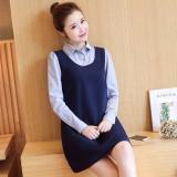 Váy bầu giả yếm sơ mi cổ đức