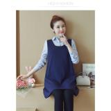 Váy bầu xanh than cổ đưc dài tay