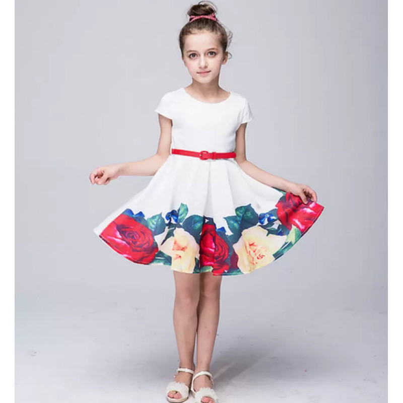 Nơi bán Váy Đầm cho bé họa tiết hoa hồng nổi dành cho bé từ 110 cm đến 150 cm
