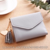 Ví nữ MINI thời trang nắp gập tua rua - LetN (Xám nhạt)