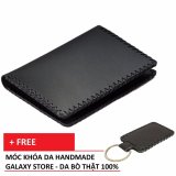 Ví Bóp Nhỏ Handmade Da Bò Thật Galaxy Store GVM03 (Đen) + Tăng Móc khóa da handmade Galaxy Store (Đen)