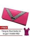 Ví nữ da bò thật hàng nhập cao cấp + Tặng 1 áo thun body nữ