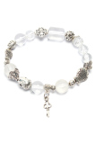 Vòng tay đá thạch anh trắng bể nhám trụ charm Tỏi's Accessories