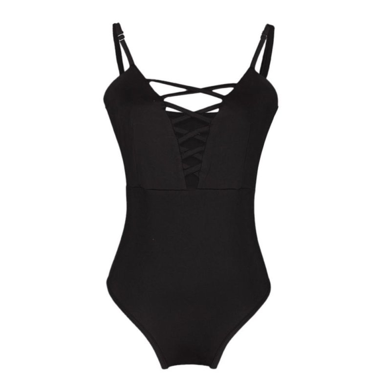 Nơi bán Women Summer Vintage Bandage Monokini Beach Wear Swimsuit (Black) -
intl