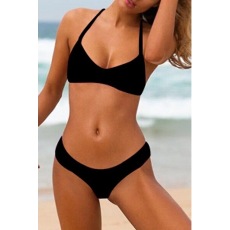 Nơi bán Yoins 2017 New Women High Fashion Clothing Casual Sleeveless V-neck Black Swimwear Top - intl
