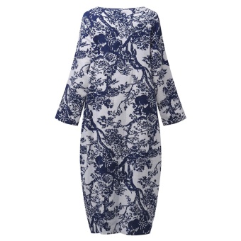 ZANZEA Women's Long Sleeve Loose Casual Floral Print Plus Long Maxi Dress Kaftan (White) - Intl June 2018 - 5 ZANZEA Women's Long Sleeve Loose Casual Floral Print Plus Long Maxi Dress Kaftan (White) - intl - 5