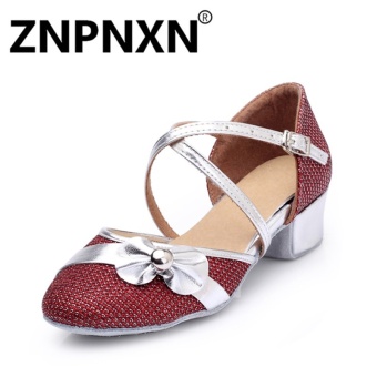 ZNPNXN Summer New Girl Latin Dance Shoes Round Low With Latin Shoes Children Cute Dancing Shoes(Red) - intl  