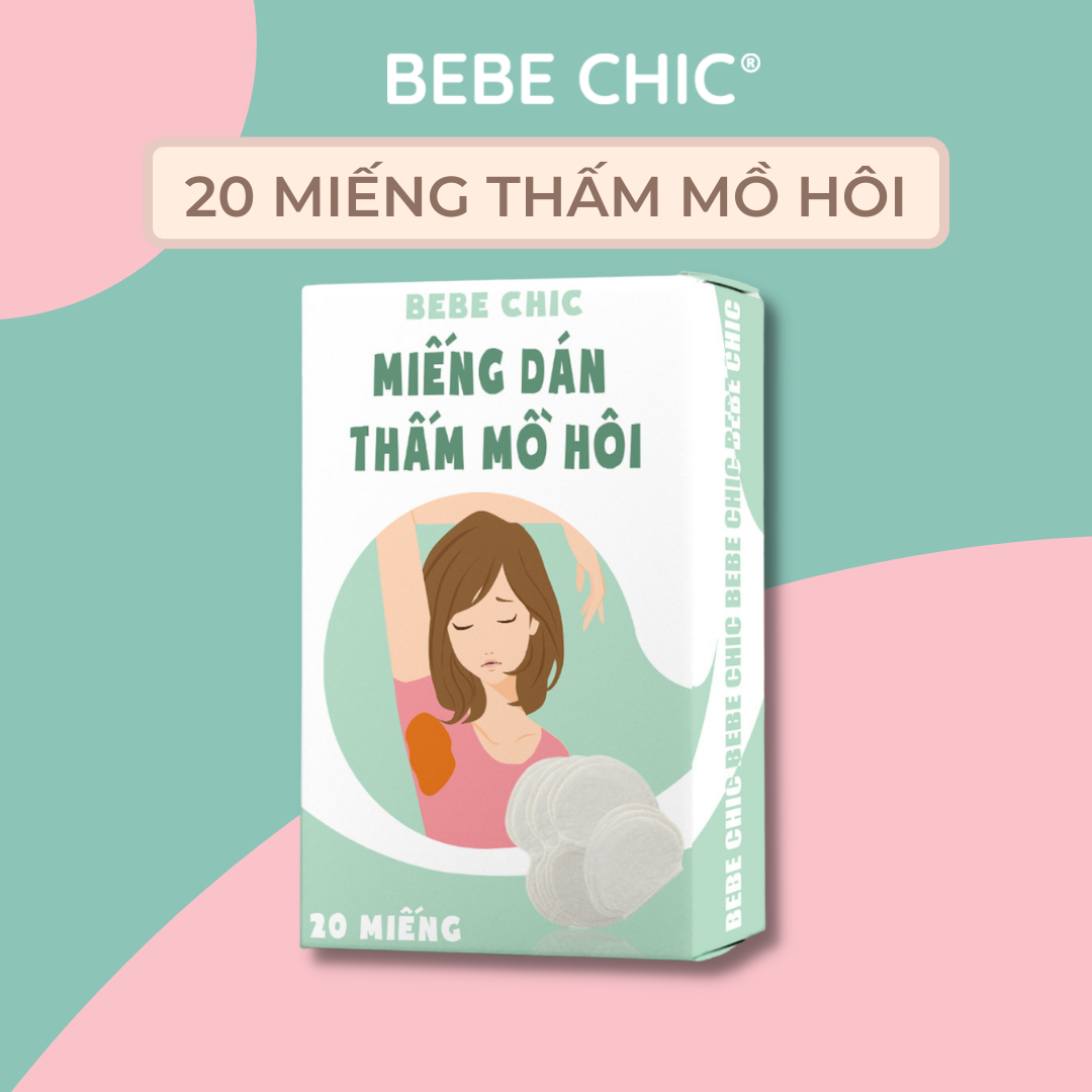 Hộp 20 miếng dán thấm mồ hôi bebe chic - khử mùi mồ hôi nách - khô thoáng ngăn mồ hôi nách ướt áo