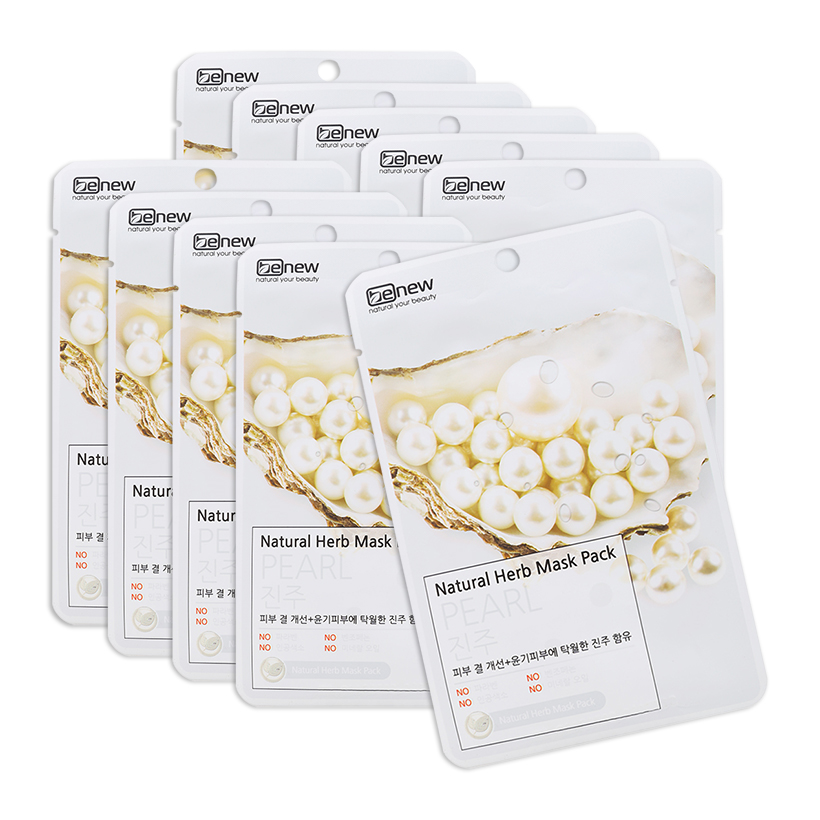 Bộ 10 miếng Đắp mặt nạ cao cấp Hàn Quốc Benew Natural Herb Mask Pack - Pearl 22ml