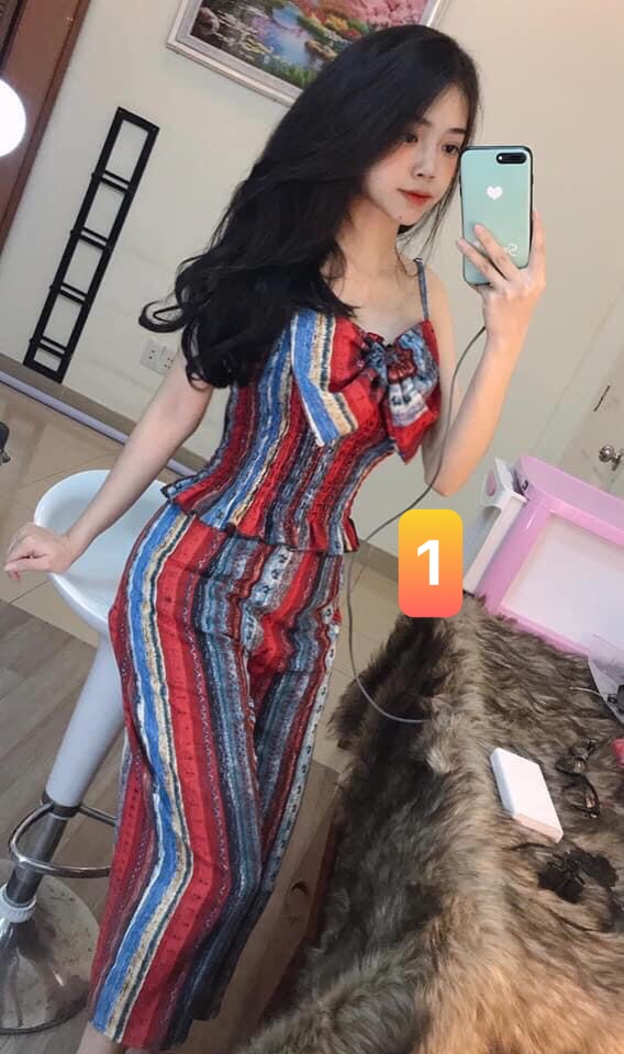 Set thổ cẩm hai dây đính nơ+ ảnh thật