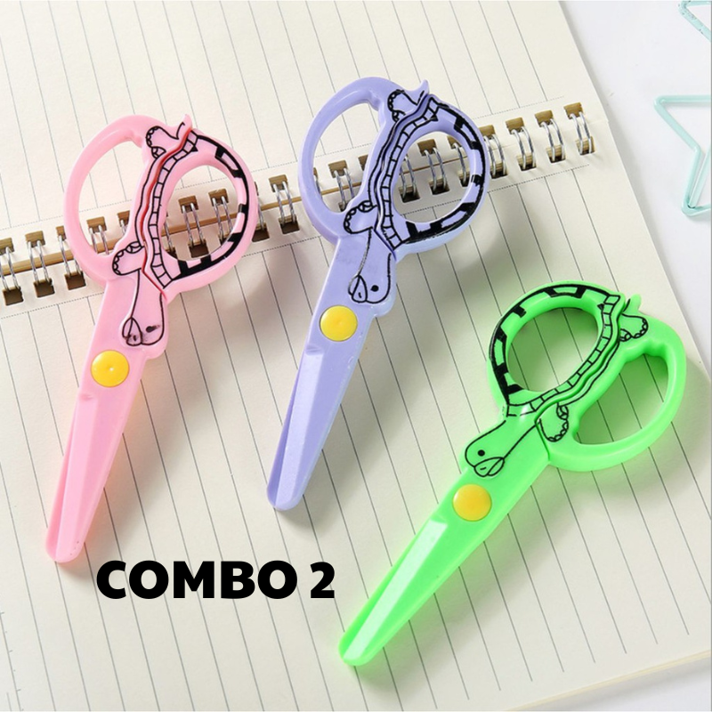 COMBO 2 Kéo cắt giấy thủ công cho bé - Kéo cắt giấy bằng nhựa an toàn cho bé