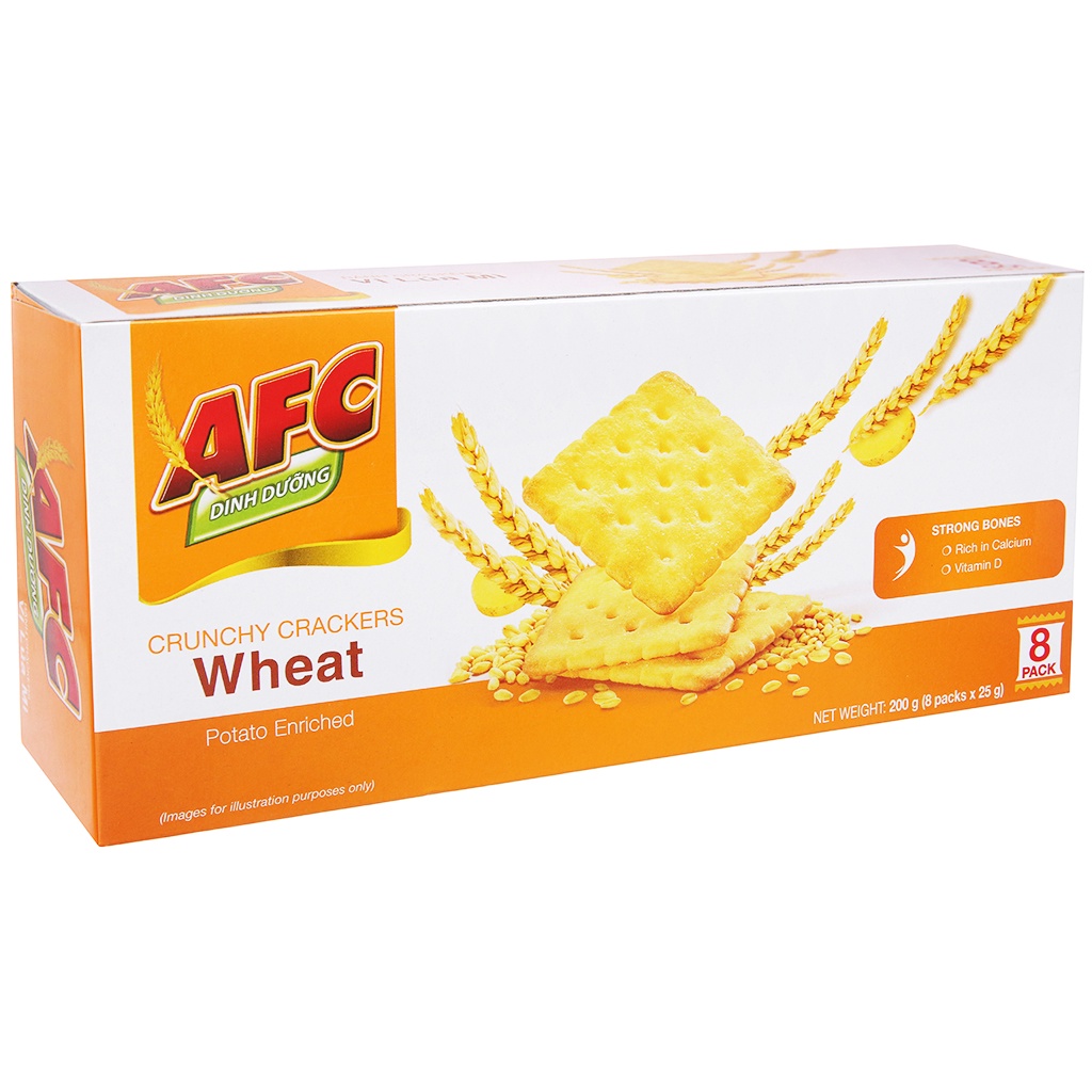 Bánh cracker nhiều vị afc dinh dưỡng hộp 200g - vị lúa mì
