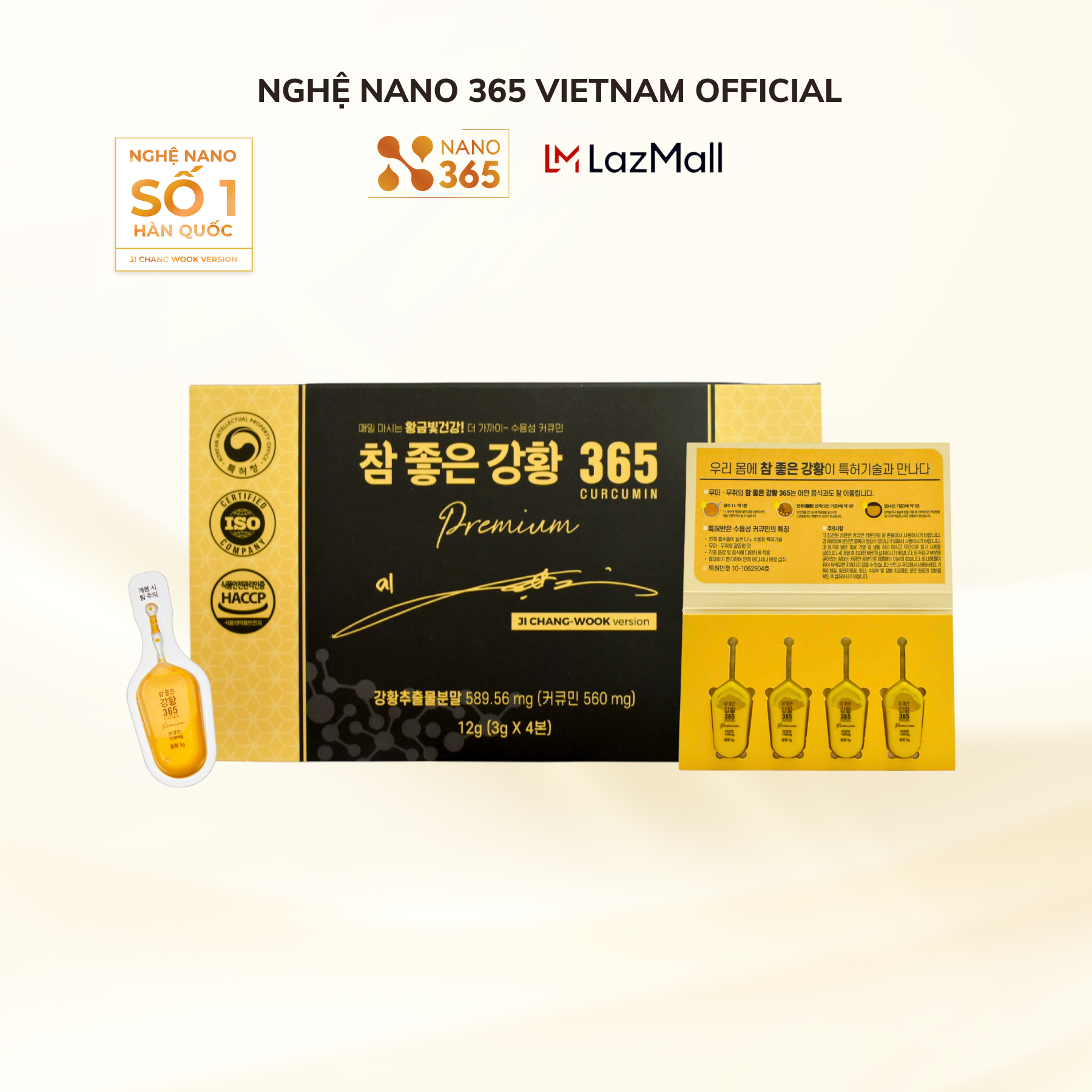 Tinh chất nghệ nano curcumin 365 premium hàn quốc hộp 32 tép