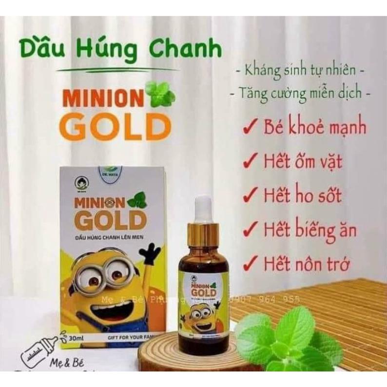 Dầu Húng chanh minion gold chính hãng bé hết ho ,sổ mũi cảm cúm,hắt xì,tăng sức đề kháng chai 30ml