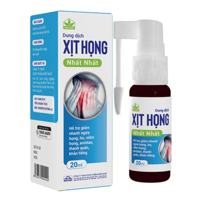Dung dịch Xịt Họng Nhất Nhất hỗ trợ giảm ngứa họng, ho, viêm họng