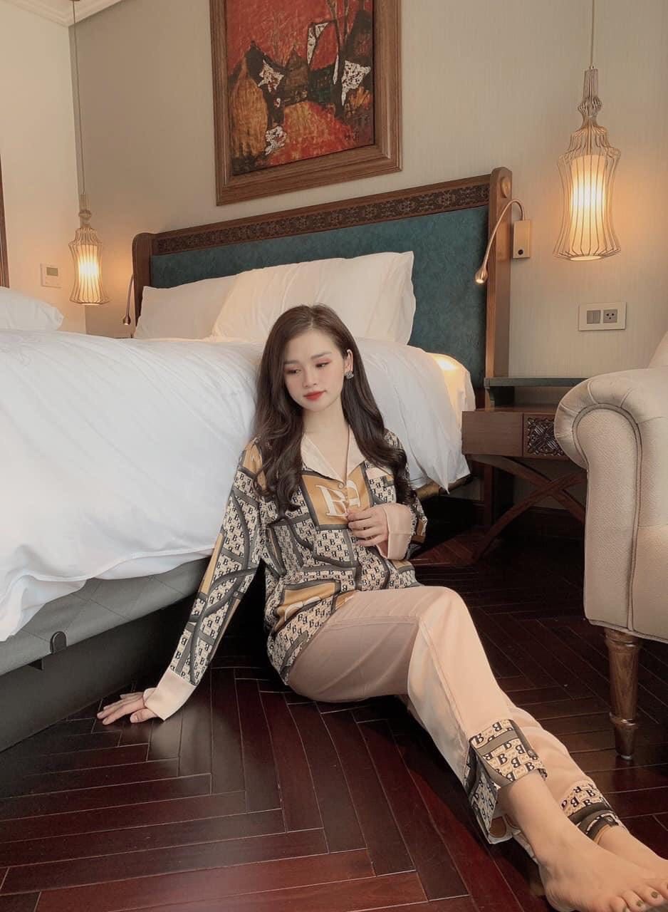 Đồ bộ Pijama dài tay chất liệu lụa Satin