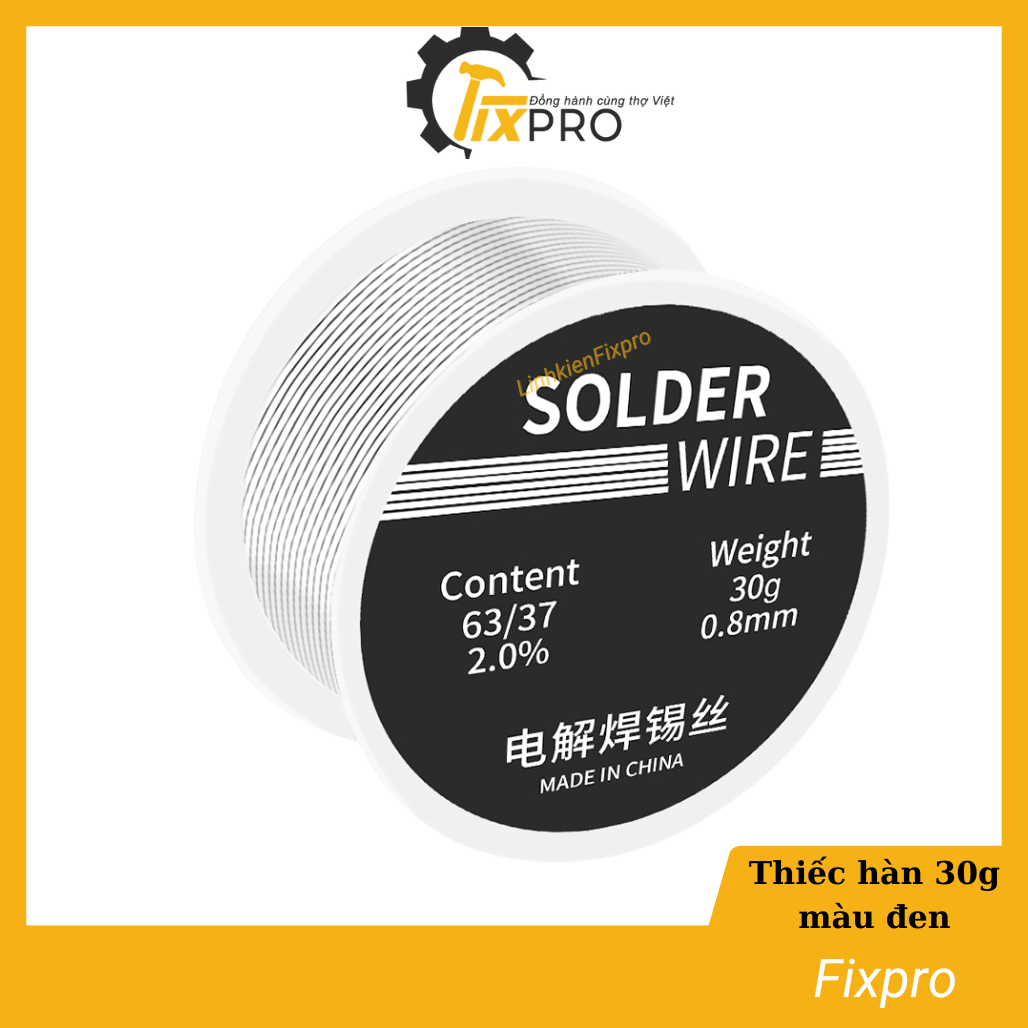 Thiếc hàn 30g 0.8mm 63/37 màu đen loại tốt - Fixpro