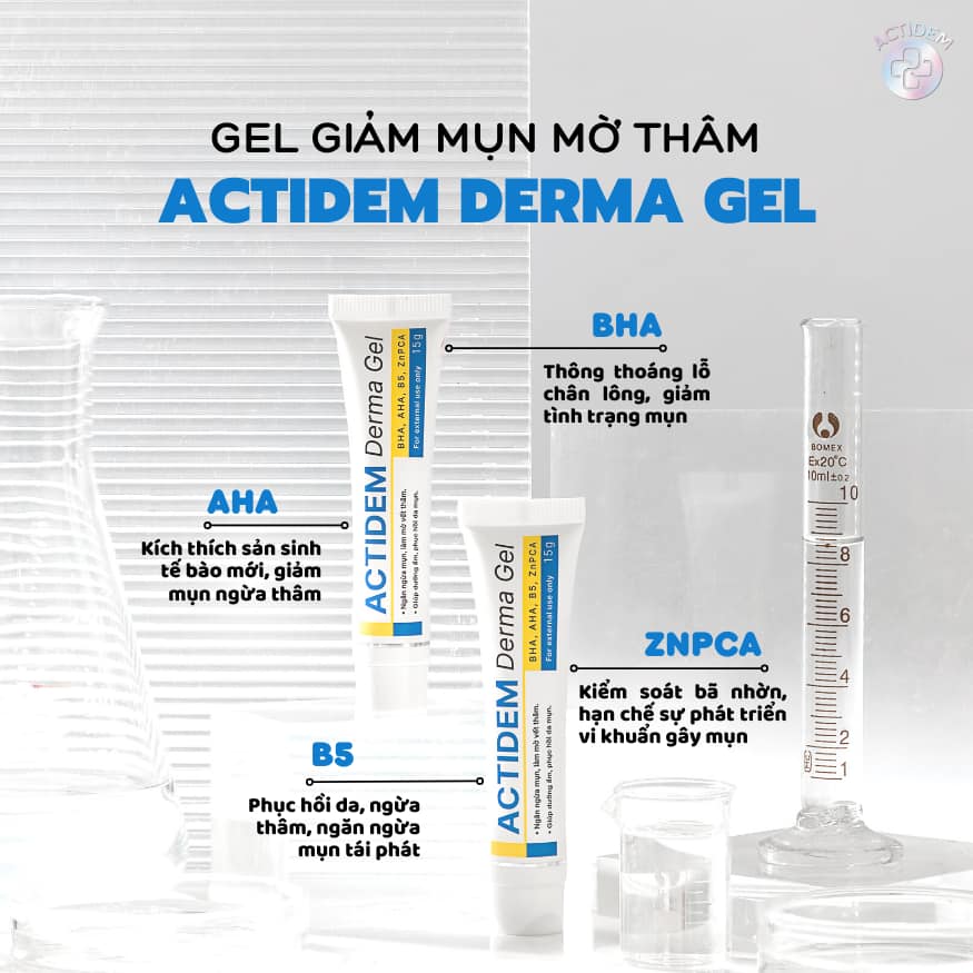 Gel giảm mụn dưỡng ẩm da actidem derma gel nb01