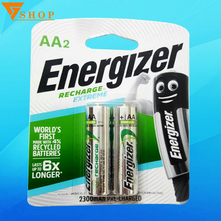 Vỉ 2 viên pin sạc aa energizer 2300mah