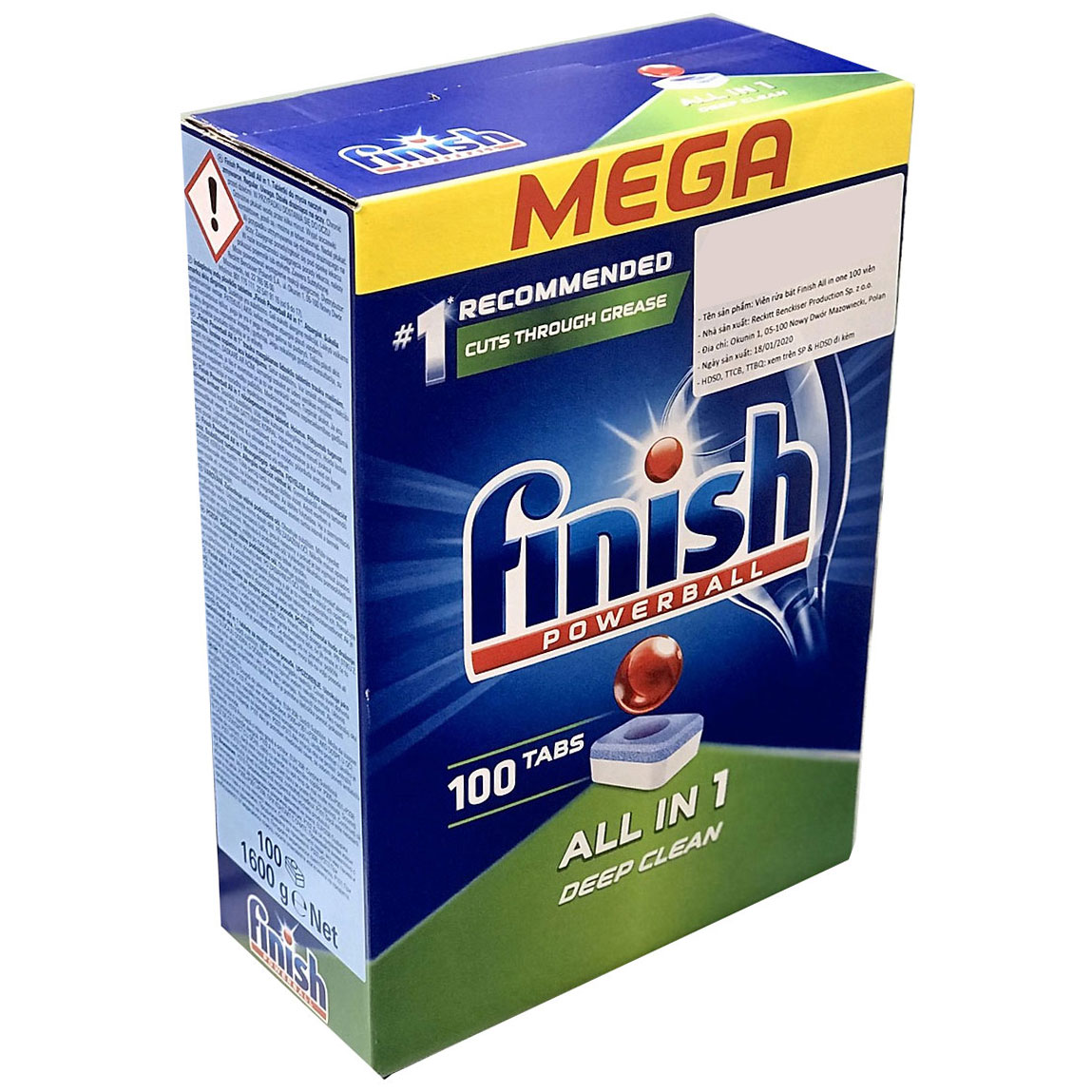 Viên rửa bát Finish All in one 100 viên + tặng 5 viên Finish Nhật
