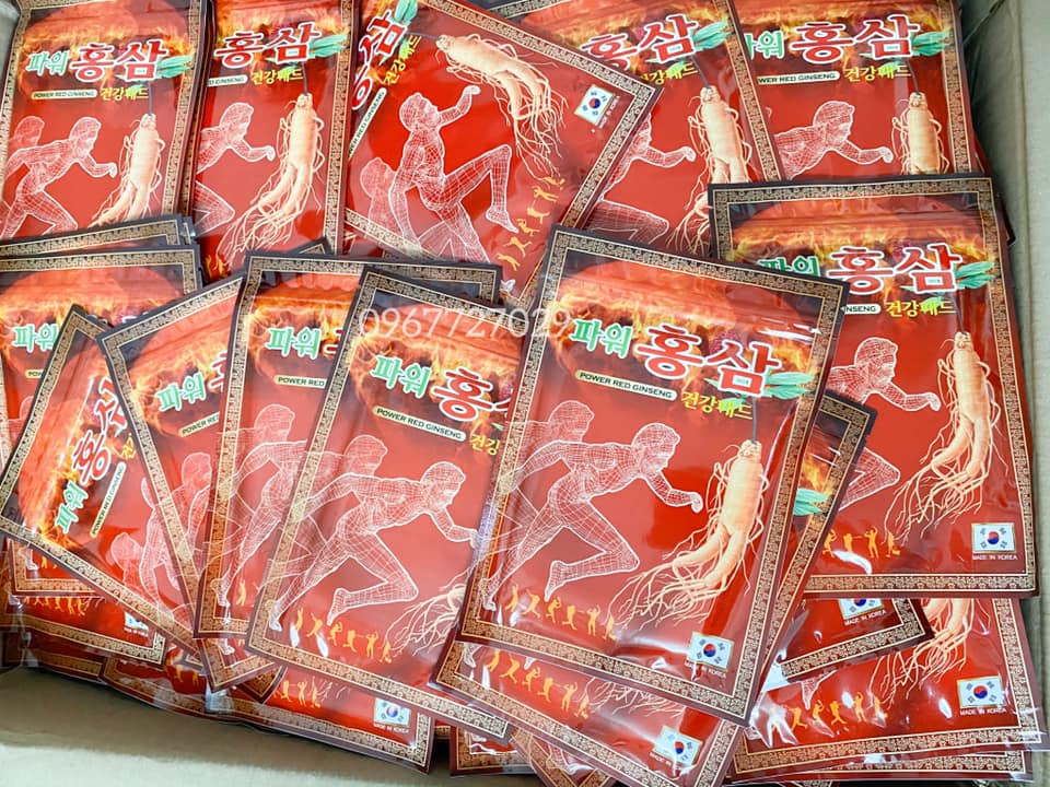 [CHÍNH HÃNG] Combo 5 gói cao dán hồng sâm đỏ Power Red Ginseng 20 miếng - giảm đau nhanh chóng