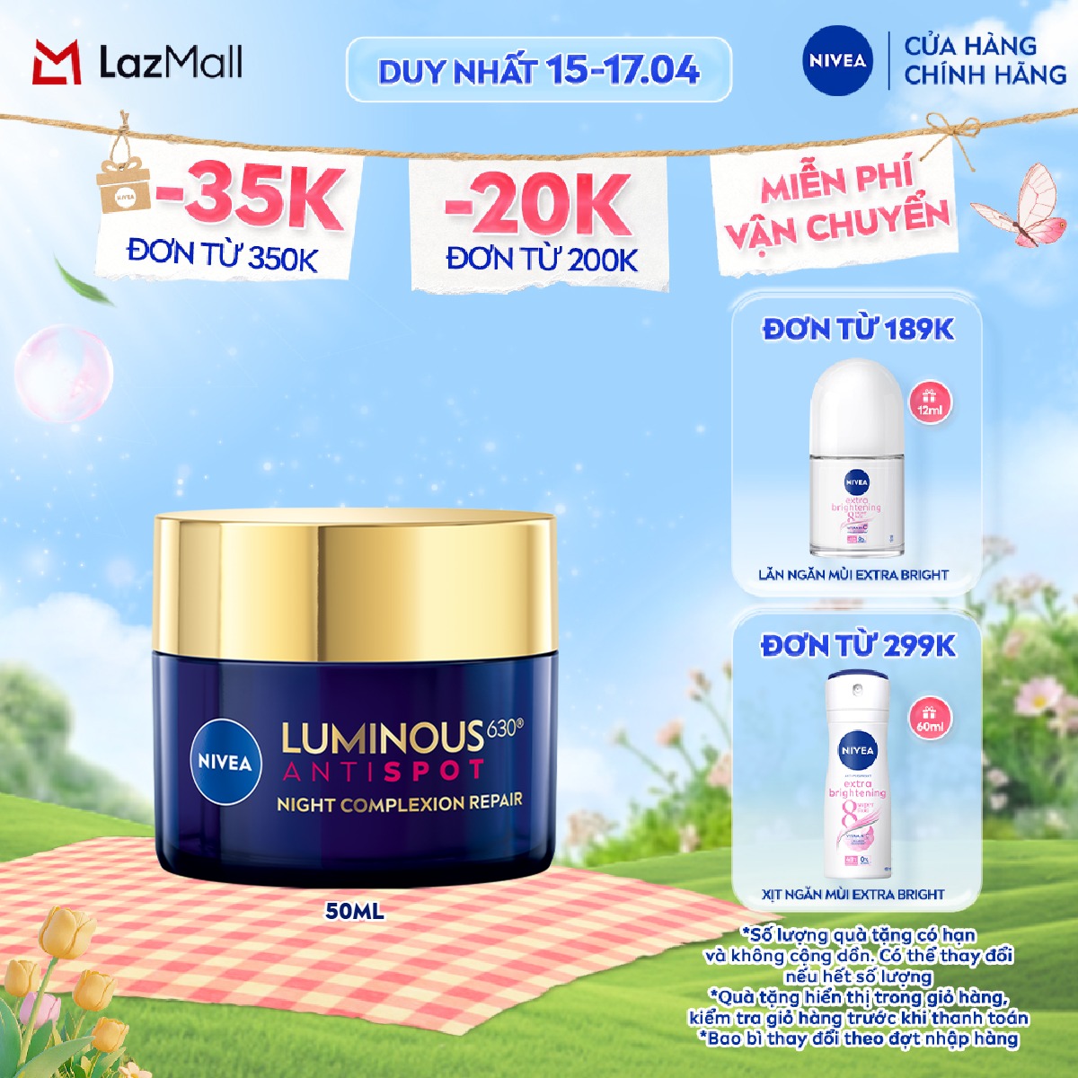Kem Dưỡng Da Ban Đêm NIVEA LUMINOUS 630 Giúp Làm Mờ Đốm Nâu Ngăn Ngừa Thâm Nám (50 ml) - 94134