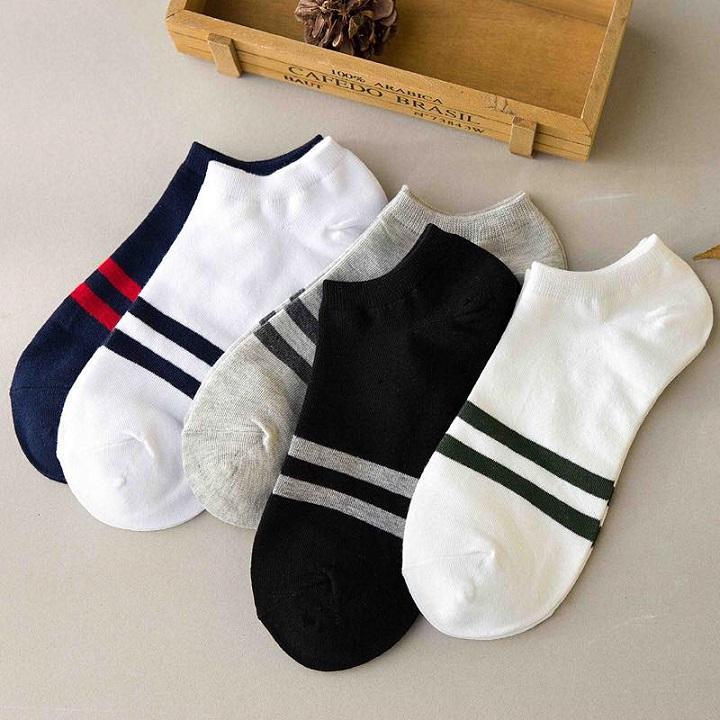 Set 10 đôi tất nam cổ ngắn sọc ngang nhiều màu