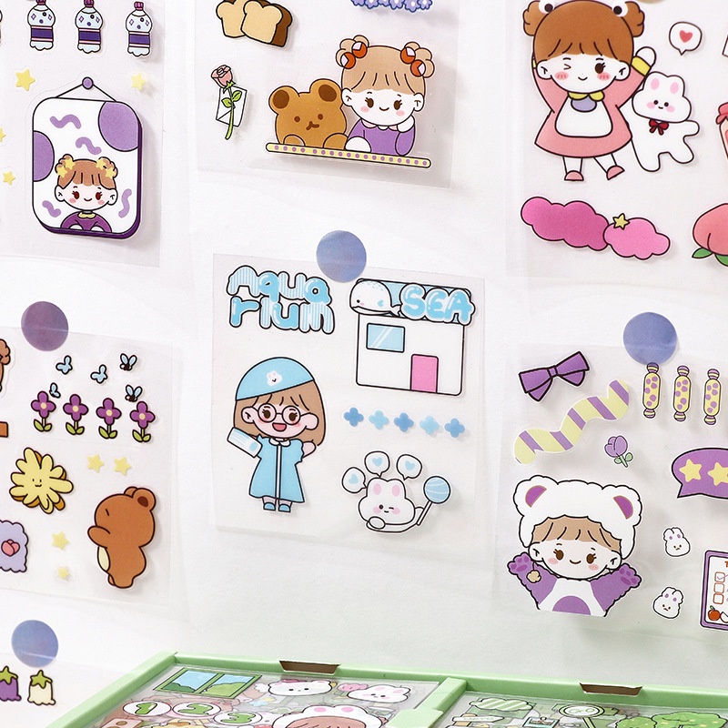 Tikker trang trí hình chibi - cô gái nhiều mẫu đáng yêu
