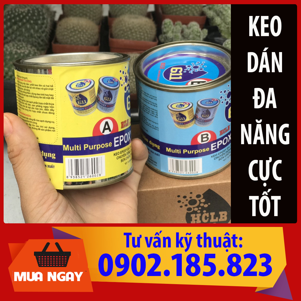 KEO DÁN ĐA NĂNG Epoxy 611 - 273G -Hclb, Siêu Chắc Bền Dán Gạch, Đá, Nhựa, Gỗ, Kim Loại, Dán Côn, Phanh Xe Gắn Máy, Ô Tô