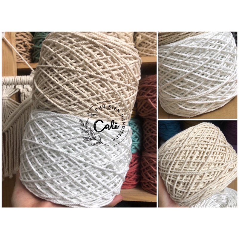 Cuộn dây cotton size 2mm thắt macrame, móc túi xách