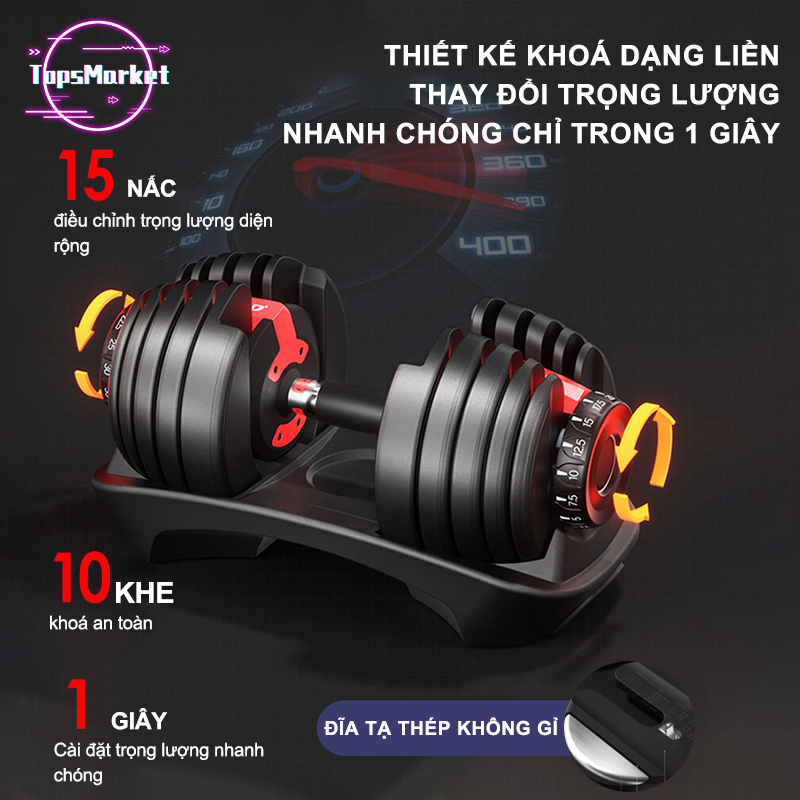 Tạ đơn điều chỉnh 1 Tạ tay điều chỉnh Dumbell Cao Cấp 24kg tạ tập gymTrọng lượng 15Đa số điều chỉnh trọng lượng cho  ,không bị biến dạng ( Có khay đựng )