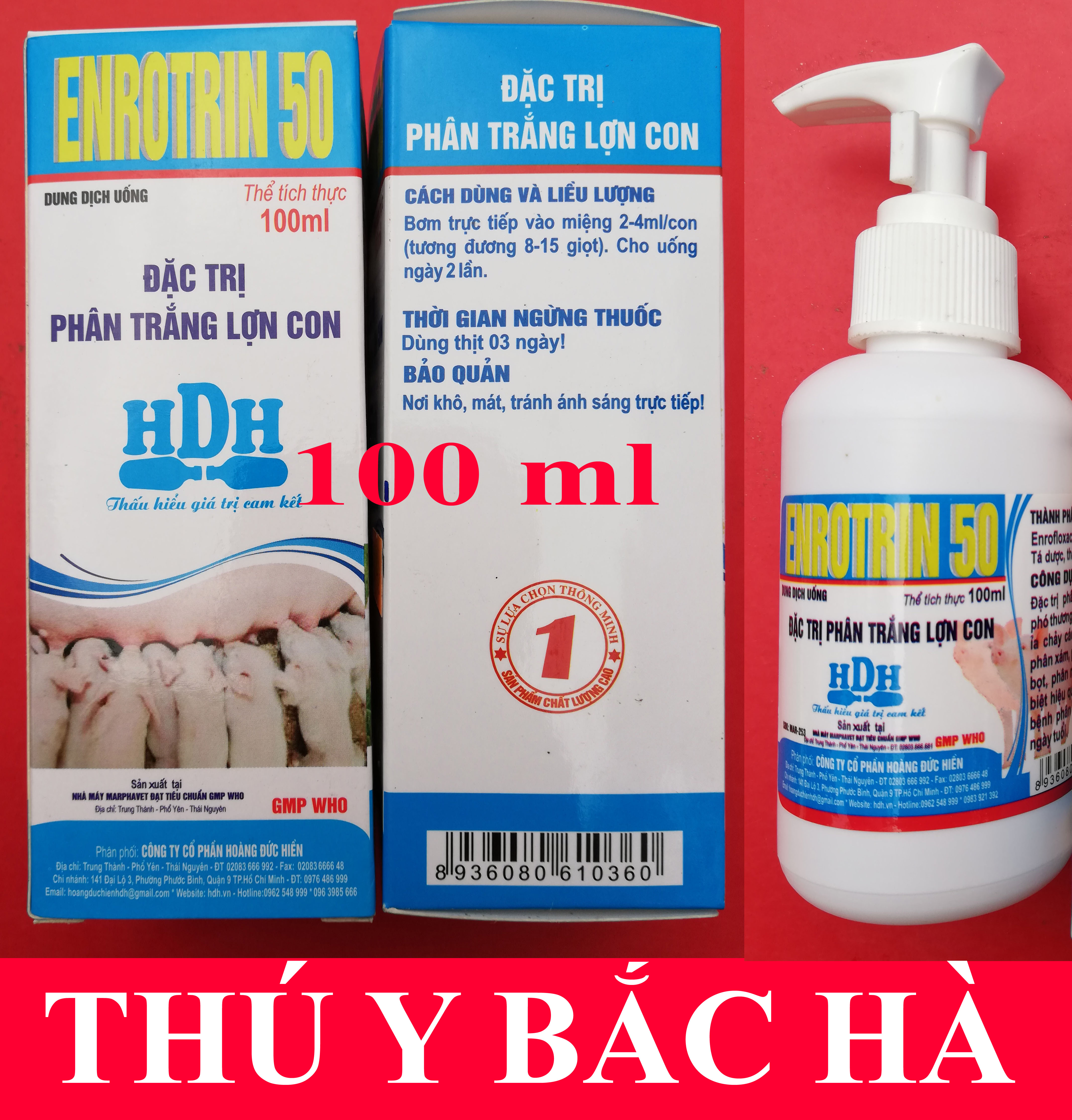 1 lọ ENROTRIN 100ml Chuyên dùng cho phân trắng lợn, heo con, tiêu chảy ở chó, mèo