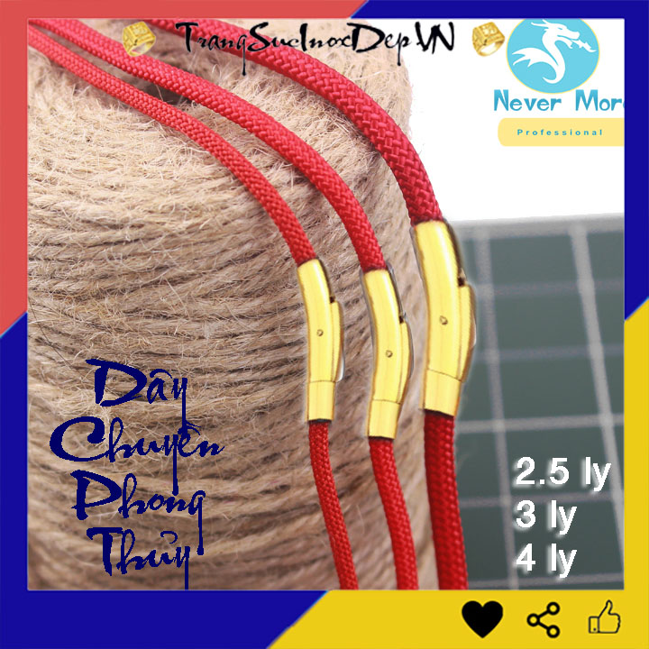 Dây chuyền Dù Thái Lan cao cấp màu đỏ khóa titan vip màu vàng - siêu đẹp siêu sang chuẩn thời trang