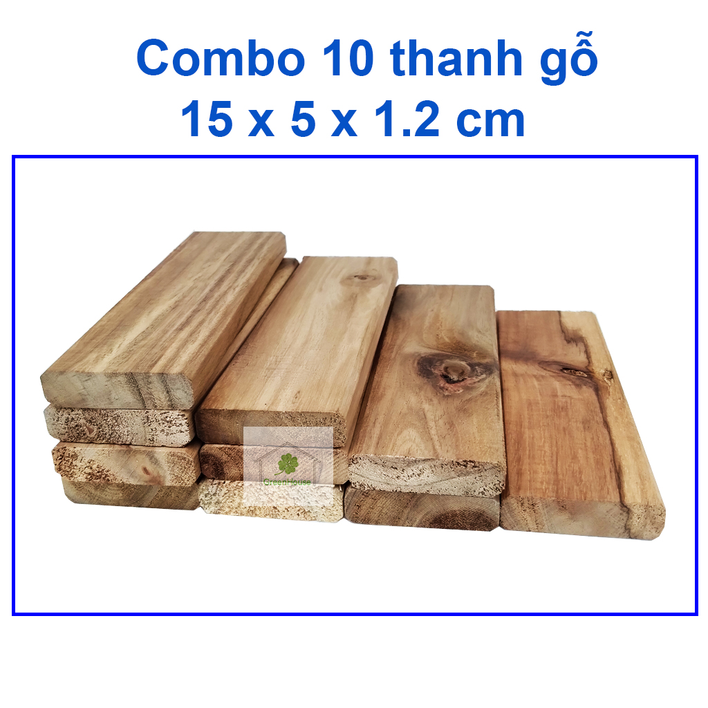 [HCM]combo10 thanh gỗ màu sắc tự nhiên 147x45x12mm Greenhouse - Ngôi Nhà Xanh