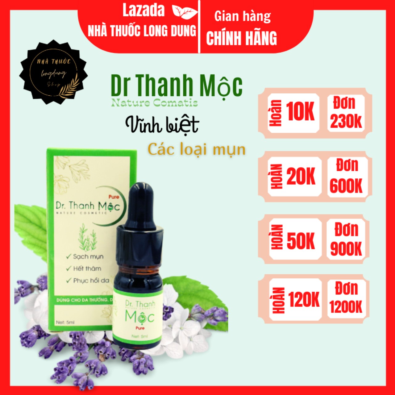 Serum TINH CHẤT MỤN dành riêng cho da khô da thường [ HOÀN 10K + QUÀ 25K ]( 1 Dr Thanh Mộc pure)