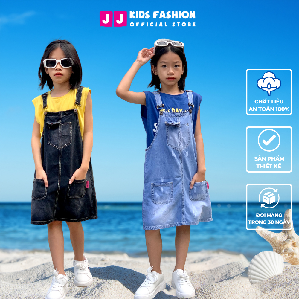 Váy yếm jean cho bé, set váy đầm bé gái jean phong cách hàn quốc full size | FREESHIP MAX - JJ Kids Fashion