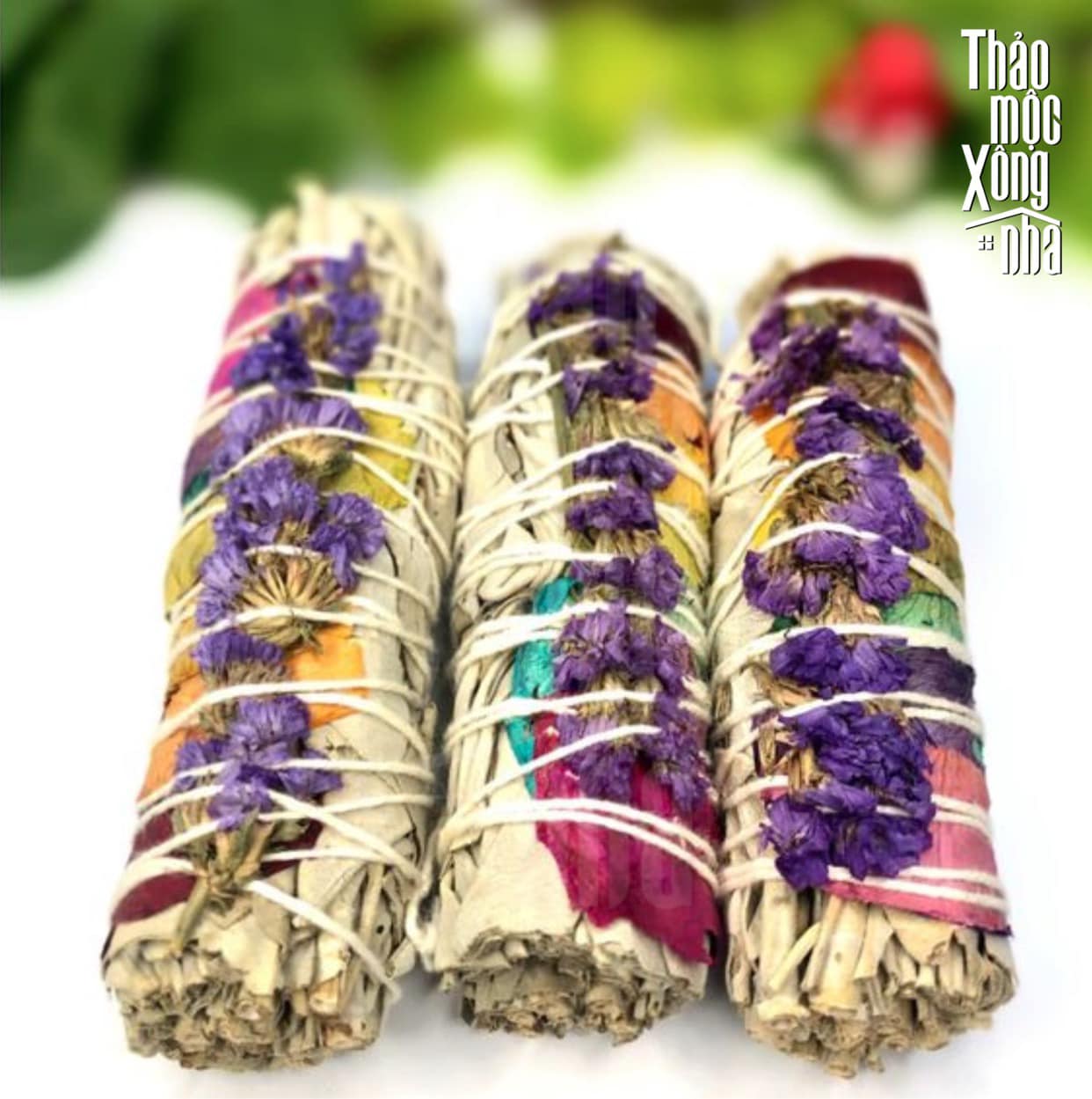 Chakra sage xô thơm 7 màu + hoa salem - thảo mộc xông nhà