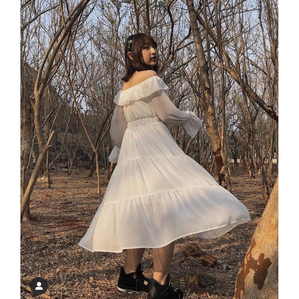 ( ẢNH THẬT) ĐẦM CỒN CHÚA TRỄ VAI ULZZANG MÀU TRẮNG HÀN QUỐC, LEVERMART. ĐẦM NỮ DÁNG XÒE VINTAGE, ĐẦM MAXY NỮ, ĐẦM DỰ TIỆC, ĐẦM TRẮNG