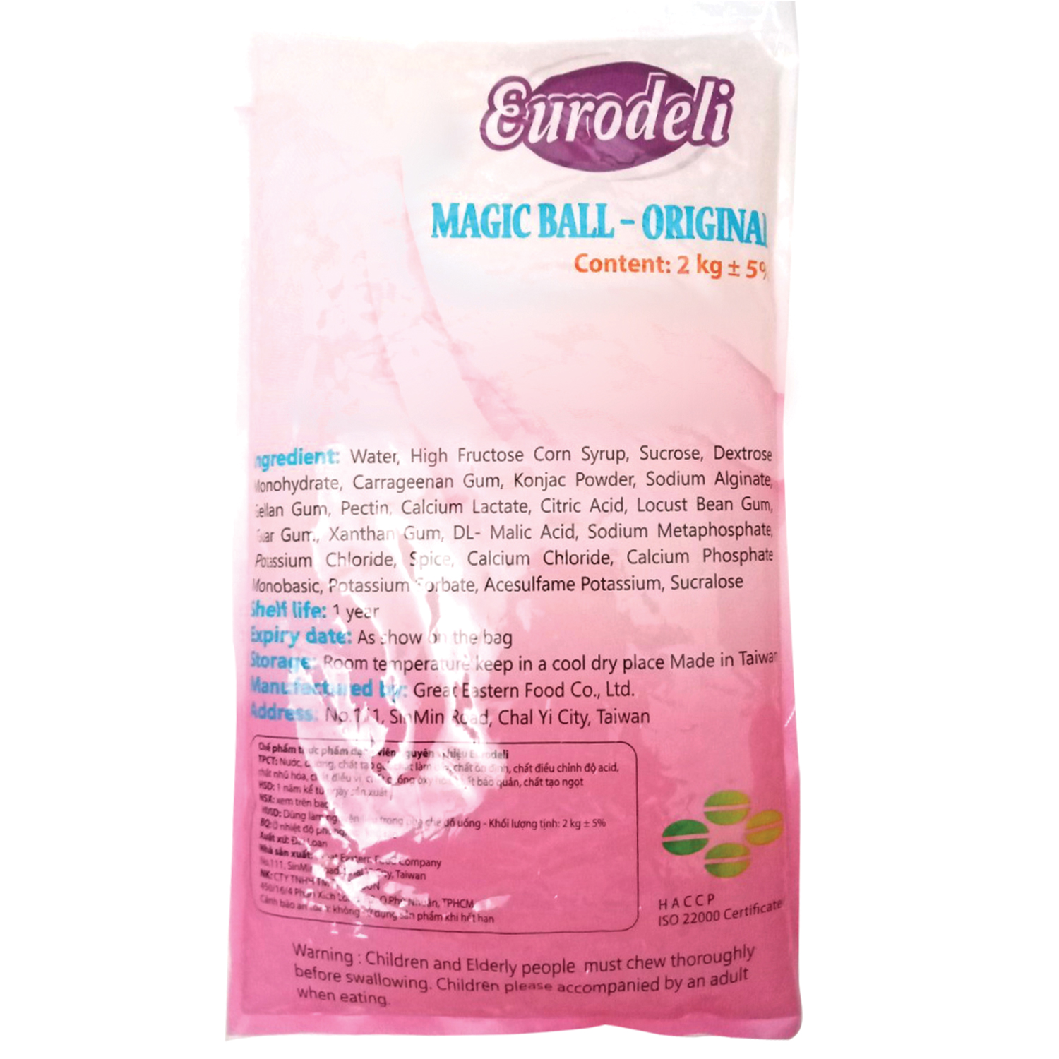 Thạch Ngọc Trai 3Q Eurodeli Trắng Gói 2kg