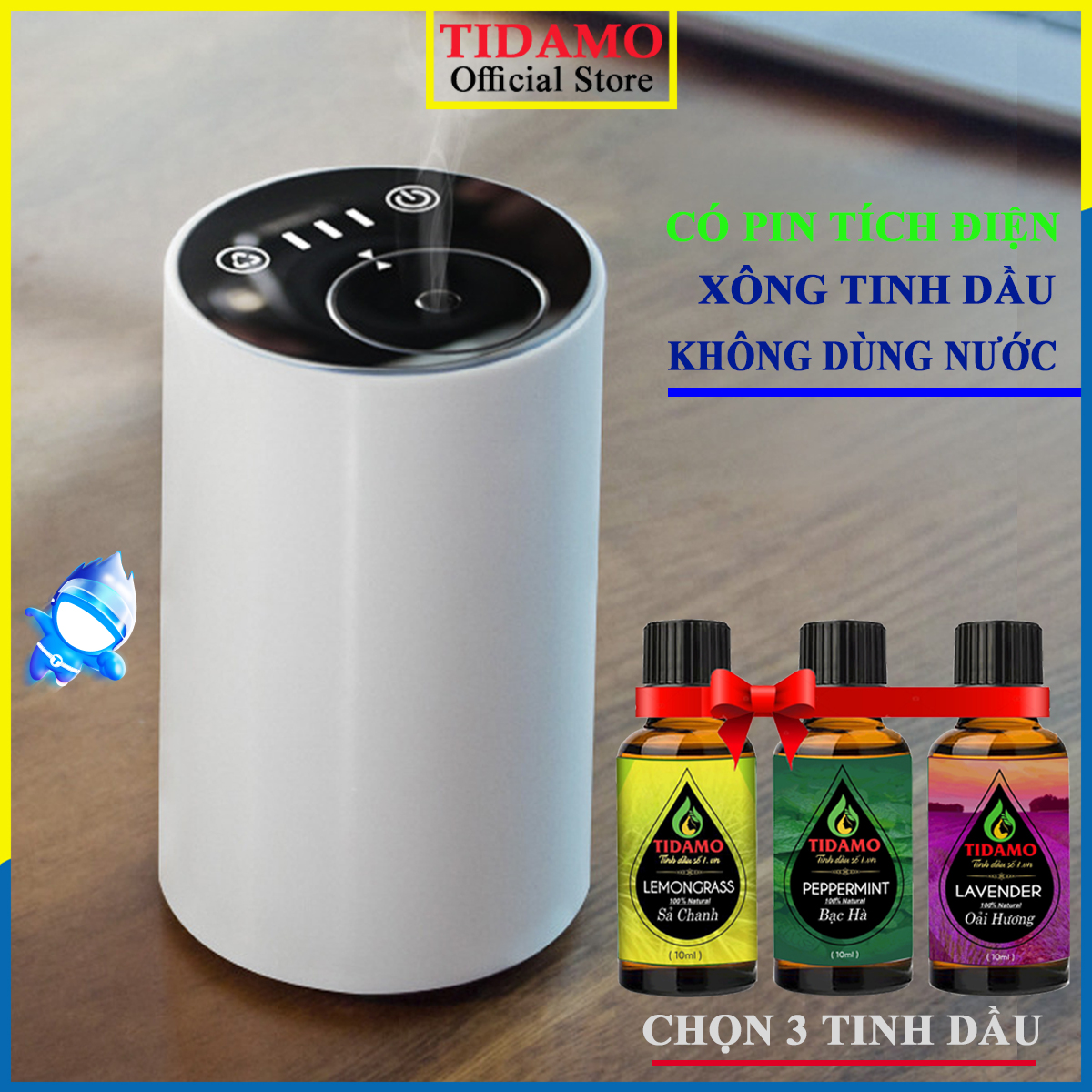 Máy Khuếch Tán Tinh Dầu Có Pin Tích Điện cao cấp dành cho xe ô tô và Gia đình - Máy phun tinh dầu trực tiếp không dùng nước nên nguyên chất và hiệu quả