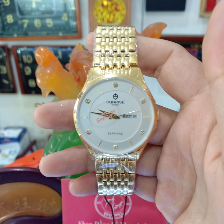 Đồng hồ nam sunrise 1109sb kính sapphire, chống nước 3atm, có lịch thứ ngày