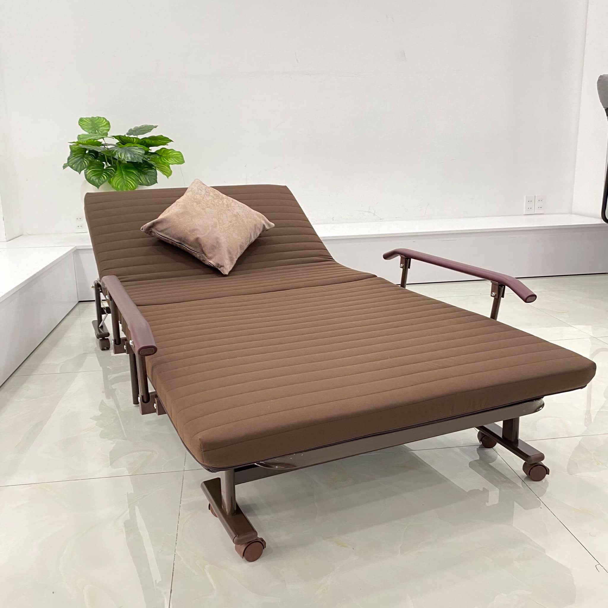 Giường nệm, giường gấp xếp di động, nâng đầu kiểu dáng Hàn Quốc SUMIKA-339 (rộng 90cm, dài 192cm, cao 32cm), tải trọng 300kg, bảo hành 1 năm.