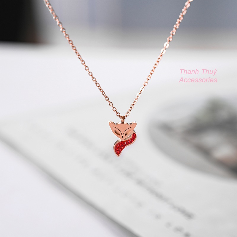 Dây chuyền hồ ly đỏ phun cát may mắn tình duyên, phiên bản Hàn Quốc