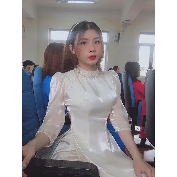 Áo dài truyền thống 4 tà tơ sống cỏ xếp ly cách điệu